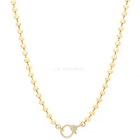 Colar Prata 925 Bolinhas 3 mm Fecho Cravejado Ouro - 45 cm