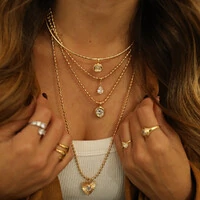 Colar Aro Trend Pingente Retangular Cristal Ouro