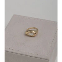 Anel Prata 925 Dedinho Gota Deitada Cristal Ouro