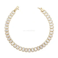 Pulseira Prata 925 Riviera Baguetes Cravação Inglesa Ouro