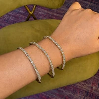 Bracelete Prata 925 GG Duo Aro e Riviera Ouro Moissanites