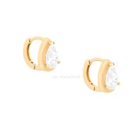 Argolinha Prata 925 Click Gota 5x7 Cristal Ouro