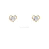 Brinco Prata 925 Coração Cravejado Borda Ouro