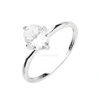 Anel Prata 925 Solitário Oval Moissanite 5 mm