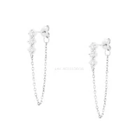 Brinco Prata 925 Trio Moissanite Correntinha