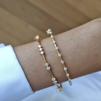 Bracelete Prata 925 Pontos de Luz Moissanites Ouro