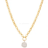 Colar Corrente Elos Pin Stone Cravejado