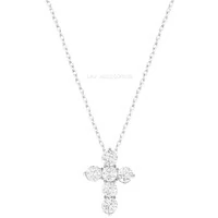 Colar Prata 925 Cruz Moissanite 5 mm 3 ct