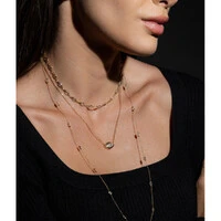 Colar Hold Navete Cristal Ouro