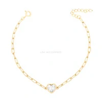 Pulseira Prata 925 Corrente Cartier Coração Inglesa