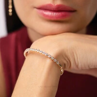 Bracelete Prata 925 Corações Inglesa Ouro