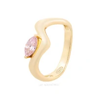 Anel Prata 925 Waves Detalhe Kunzita Ouro