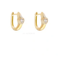 Argola Prata 925 Bold Cravação Inglesa Coração Cristal Ouro
