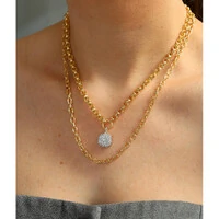 Colar Corrente Elos Pin Stone Cravejado