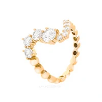 Anel Prata 925 Wave Bolinhas Pontos de Luz Ouro