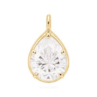 Pingente Prata 925 Gotinha 8x10 Moissanite Ouro