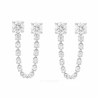 Brinco Prata 925 Riviera Duplo 4 mm Moissanites