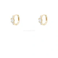 Argolinha Prata 925 Tri Stones Cristal Ouro