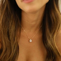 Colar Prata 925 Gota Grande Cravação Inglesa Ouro