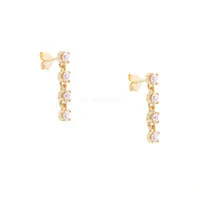 Brinco Slim 4 Pontos de Luz Kunzita Ouro