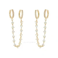 Argolinha Cravejada Dupla Correntinha Tiff Ouro