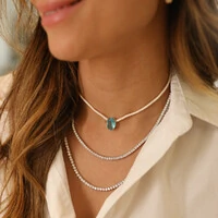 Colar Regulável Colors Pedra Natural Topázio Azul