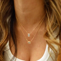 Colar Prata 925 Retangular Glam Topázio Azul Natural Ouro