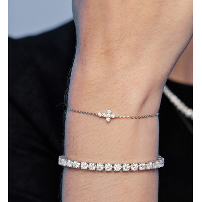 FotoPulseira Prata 925 Cruz Delicada Moissanite