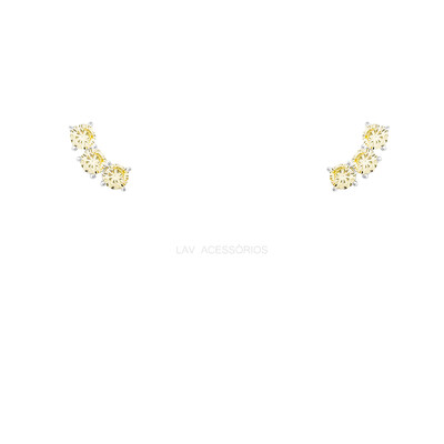 Foto Brinco Prata 925 Trio Pontos de Luz 3 mm Yellow Fancy