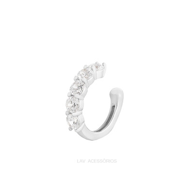 Foto Piercing Fake Prata 925 Cravejado 3 mm