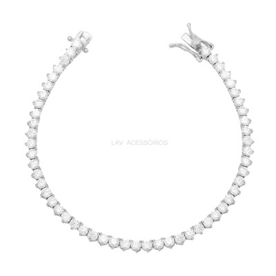 Foto Pulseira Prata 925 Riviera 3 Garras Moissanites 3 mm