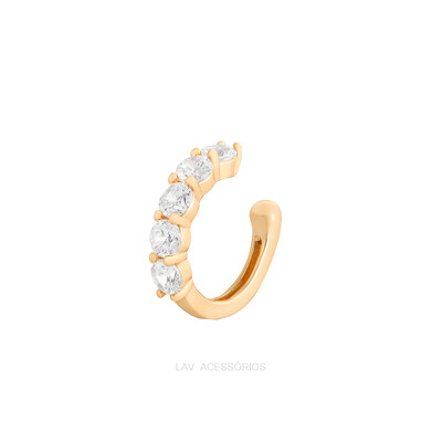 Foto Piercing Fake Prata 925 Cravejado 3 mm Ouro