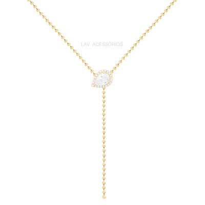 Foto Colar Prata 925 Gravatinha Corrente Bolinhas Gota Ouro