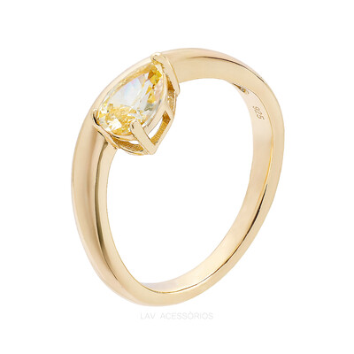 Foto Anel Prata 925 Wave Gota Yellow Fancy Ouro