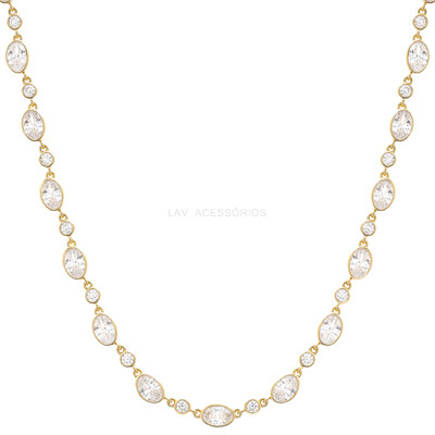 Foto Colar Prata 925 Riviera Inglesa Bianca Shine Ouro