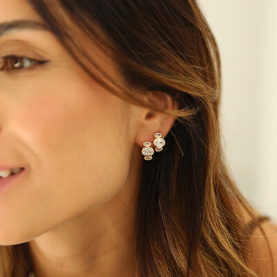 FotoArgola Prata 925 Cravação Inglesa Tri Oval Ouro