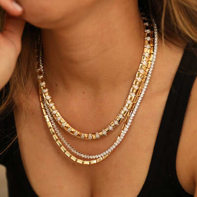 FotoColar Luxo Gabi Prata 925 Escamas Ouro e Rodio