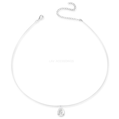 Foto Colar Prata 925 Invisible Gota Moissanite