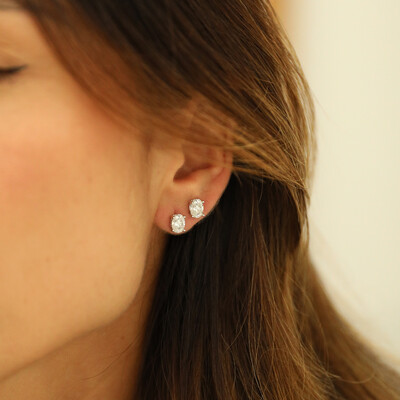 FotoBrinco Prata 925 Soltário Oval Moissanite 5x7 mm