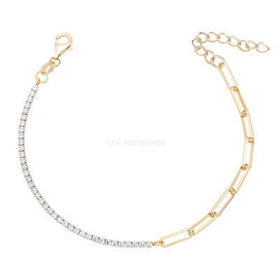 Foto Pulseira Prata 925 Duo Cartier e Riviera Ouro