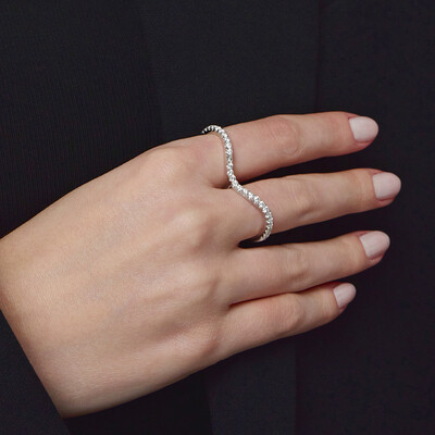 Foto Anel Prata 925 Duplo Cravejado Glam Moissanites