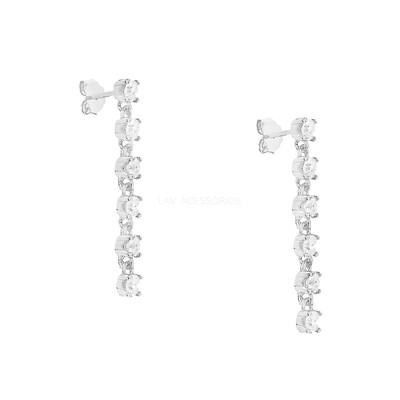 Foto Brinco Slim 6 Pontos de Luz Cristal Rodio