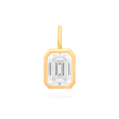 Foto Pingente Prata 925 Baguete 8x6 Moissanite Ouro