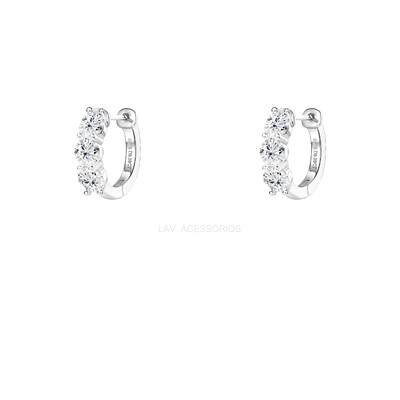 Foto Argolinha Prata 925 Tri Moissanites 4 mm