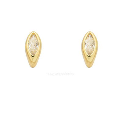 Foto Brinco Hold Navete Cristal Ouro