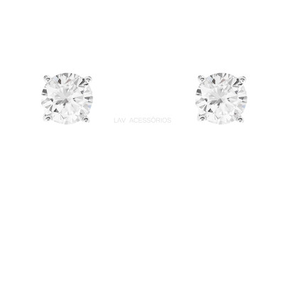 Foto Brinco Prata 925 Ponto Moissanite 10 mm
