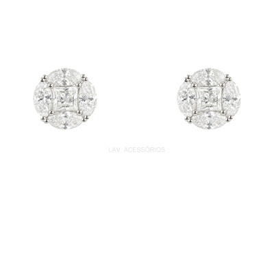 Foto Brinco Prata 925 Ilusion Classic Moissanite 10 mm