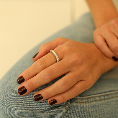 FotoAnel Prata 925 Meia Aliança 3mm Moissanite