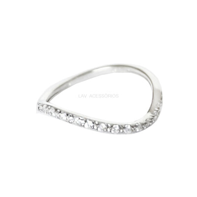 Foto Anel Wave Slim Cravejado Rodio