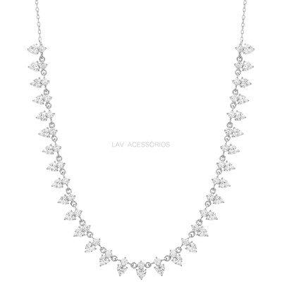 Foto Colar Prata 925 Shine Gotinhas Ilusion Cristal